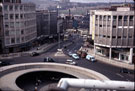 Elevated view of the Hole in the Road, Castle Square, looking towards Angel Street. Peter Robinson on right Elevated view of the Hole in the Road, Castle Square, looking towards Angel Street. Peter Robinson on right