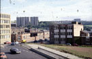 Roberts and Belk Ltd., silversmiths, Furnival Street, looking towards the Cholera Monument. Claywood Flats in background