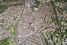 Aerial view of Nether Edge and Broomhall area. Prominent roads include Brocco Bank, left. Ecclesall Road, Sharrow Vale Road, Cowlishaw Road and Junction Road (including Hunters Bar School), centre.