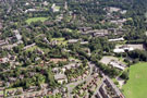 Aerial view of Broomhill area. Manchester Road runs from top, left to bottom right. Ryegate Road in foreground. Lydgate Middle School and Tapton Hall. Hallam Tower Hotel, top left. Halls of Residence, top right