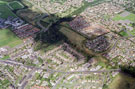 Aerial view of Mosborough area. Prominent roads include High Street, Sheffield Road and William Crescent. Station Road and Westfield Campus, top left. Halfway Middle School, top right