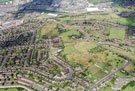 Aerial view of Wybourn/Manor Park area. Manor Lane and Manor House ruins, right. Prominent roads on left include Boundary Road, Southend Road, Haslehurst Road and Maltravers Terrace