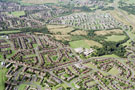 Aerial view of Hackenthorpe area. Prominent roads in foreground include Occupation Lane, Birley Spa Lane and Spa View Road. Birley Spa Primary School, Jermyn Crescent and Jermyn Drive, centre