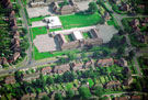 Aerial view of Hartley Brook Secondary School, Hartley Brook Road. Gregg House Road, left. Molineaux Road, right