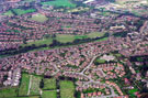 Aerial view of Chapeltown/Burncross area. Burncross Cemetery in foreground. Prominent roads in foreground include Smithy Carr Avenue, Blackburn Crescent, Arncliffe Drive and Sherburn Gate. Lound Infant School, centre, right