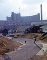 Footbridge construction at the bottom of Commercial Street looking towards Duke Street Flats and Hyde Park Flats