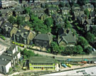 Elevated view of (left to right) Nos. 16; 14 and 12, Claremont Crescent and junction of Palmerston Road from Hallamshire Hospital