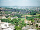 Elevated view of University of Sheffield, Goodwin Athletics Centre and Crookes Valley Park from Hallamshire Hospital