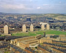 Elevated view from University of Sheffield Arts Tower of Powell Street (bottom left); Hope Street and Latimer Street (terraces); Bramwell Street and Martin Street Flats