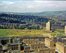 Elevated view from University of Sheffield Arts Tower of Winter Street Hospital (bottom left); Mushroom Lane; Summer Street and Martin Street Flats