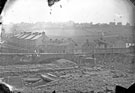Sheffield Flood, Badly damaged Hill Bridge looking towards back to back houses and Freemasons Arms, on Walkley Lane 