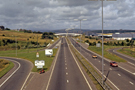 Parkway Markets Slip Road, Sheffield Parkway looking towards Corker Bottom footbridge, looking the city centre