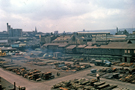 Elevated view of steel stockyard looking across the River Don towards of Samuel Osborn and Co. Ltd., Clyde Steel Works, merchants and manufacturers and Arthur Balfour and Co. Ltd., Capital Steel Works with Castle Market left Elevated view of steel stockyard looking across the River Don towards of Samuel Osborn and Co. Ltd., Clyde Steel Works, merchants and manufacturers and Arthur Balfour and Co. Ltd., Capital Steel Works with Castle Market left
