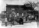 View: y00075 Wesleyan Chapel (built 1833), Wincobank Lane with Arthur Hearnshaw aged 8/9 years standing by the railings
