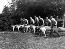 Wheel Barrow Race, most probably at 3rd Northern General Base Hospital, Broomhall, World War I