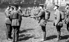 Lieut. Turnell distributing half crowns before leaving the 3rd Northern General Base Hospital, Broomhall, World War I
