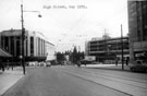 View: y00501 High Street looking towards construction of offices on Change Alley, right, shell of Burton Montague, Market Place, left (nineteen years after Blitz)