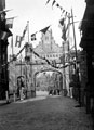 Queen Victoria's visit to Sheffield. Decorative arch on Commercial Street looking towards High Street
