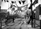 View: y00648 Wicker Goods Station, Savile Street, decorated for royal visit of Queen Victoria