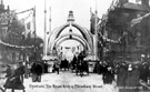 Decorative arch on Fitzwilliam Street at junction of Chester Street, to celebrate the royal visit of King Edward VII and Queen Alexandra