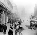 View: y00827 Pinstone Street from Moorhead, looking towards St. Paul's Church, T. and G. Roberts, drapers, left