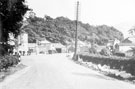 Ashopton Village, Sheffield to Glossop road, prior to construction of Ladybower Reservoir. Ashopton Inn, left