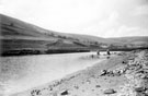 Ruins of Derwent Hall, submerged under Ladybower Reservoir, revealed by the drought of 1949