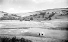 Ruins at Derwent, submerged under Ladybower Reservoir, revealed by the drought of 1949