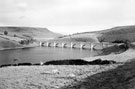 Ashopton Viaduct, (stands over the submerged village of Ashopton) and Bamford Edge, Ladybower Reservoir
