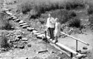 Unidentified bridge and stepping stones, from Lea album, possibly Oughtibidge
