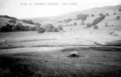 View: y01098 Ladybower Reservoir and ruins of Derwent Village including Derwent Hall, left and St. James and St. John's Church, right, exposed after the drought of 1959