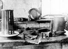 Wood block and Swift for Hand-drawn wire, Old Wire Mill, Thurgoland Wood block and Swift for Hand-drawn wire, Old Wire Mill, Thurgoland