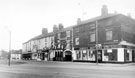 Premises on Button Lane decorated for the Coronation, Moorhead, in foreground, No. 2 Moorhead, Roberts Brothers Ltd., general drapers, Nos. 18 - 22 Button Lane, Angel Inn