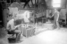 Hammer forging, W.A. Tyzack and Co. Ltd., scythe manufacturers, Clay Wheel Forge (also known as Hawksley), River Don at Wadsley. Photograph taken when Tyzack's were giving up the tenancy, and Messrs. Dunford and Elliott were intending to demolish wo