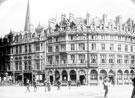 Albany Hotel, Yorkshire Penny Bank and Y.M.C.A.'s, Carmel House, Fargate, from Town Hall Square Albany Hotel, Yorkshire Penny Bank and Y.M.C.A.'s, Carmel House, Fargate, from Town Hall Square