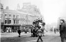 View: y01468 Horse drawn bus on Fargate. Green Dragon Hotel, in background