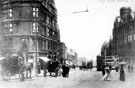 View: y01488 High Street from Church Street, No. 1 Pawson and Brailsford, printers and stationers, Parade Chambers, left, Foster's Buildings, right