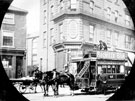 Horse drawn tram, No. 47 on Heeley route outside Roberts Brothers, Moorhead
