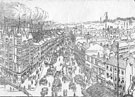 Artists impression of alterations at High Street, prior to construction of Foster's Building. No 1, Pawson and Brailsford, Parade Chambers, left Artists impression of alterations at High Street, prior to construction of Foster's Building. No 1, Pawson and Brailsford, Parade Chambers, left