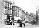 Broomhill horse bus on High Street, from Church Street, prior to road widening and the demolition of former Auction Mart, left. Premises also include Nos 11-15, Goldsmith's Chambers (with blinds) Broomhill horse bus on High Street, from Church Street, prior to road widening and the demolition of former Auction Mart, left. Premises also include Nos 11-15, Goldsmith's Chambers (with blinds)
