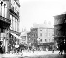 Market Place, King Street and Angel Street. Shops include No. 20 Angel Street, Charles J. Muddiman, bootmaker, Fitzalan Market Hall on right
