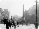 Jubilee Monolth, Town Hall Square, looking towards Fargate. Albany Hotel and Carmel House, right Jubilee Monolth, Town Hall Square, looking towards Fargate. Albany Hotel and Carmel House, right