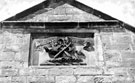 Carved detail in gable of Sugworth Hall, Strines (south of Strines Reservoir)