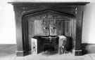 Fireplace in Queen's Tower, East Bank Road, Norfolk Park. Designed by Samuel Roberts in 1834. Roberts, a great admirer of Mary, Queen of Scots, who was imprisoned at Sheffield Manor House, designed the house in castle form, complete with turrets