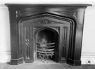 Fireplace in Queen's Tower, East Bank Road, Norfolk Park. Designed by Samuel Roberts in 1834. Roberts, a great admirer of Mary, Queen of Scots, who was imprisoned at Sheffield Manor House, designed the house in castle form, complete with turrets