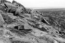 Stanage Edge, Hallam Moors, showing old quarry used in the production of millstones