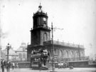 St. Paul's Church, Pinstone Street. Tram No. 108, in foreground St. Paul's Church, Pinstone Street. Tram No. 108, in foreground