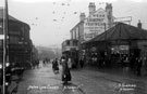 Streetscene looking down Middlewood Road, showing W. Bush, wholesale provision merchant, No. 198/200, Bradfield Road (right) and the Hillsborough Inn, 2 Holme Lane (left)
