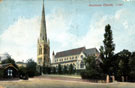 View: y01971 St. John the Evangelist C. of E. Church, Ranmoor Park Road. Lodge belonging to Ranmoor Grange, left