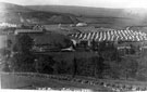 Totley Rifle Range, showing one of the camps, possibly Yorks and Lancs Regiment, during World War I. Totley Rifle Range, showing one of the camps, possibly Yorks and Lancs Regiment, during World War I.